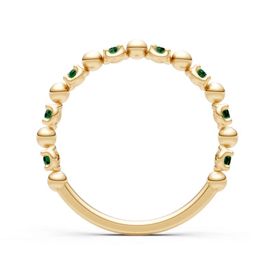 Emerald Beaded Diamond Stacking Ring