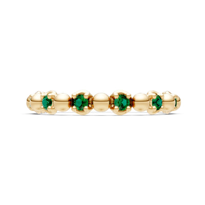 Emerald Beaded Diamond Stacking Ring