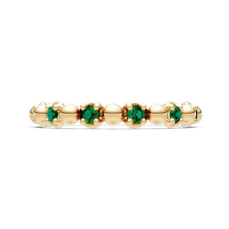 Emerald Beaded Diamond Stacking Ring