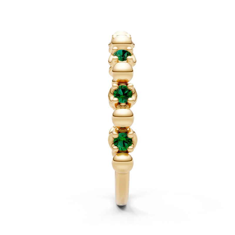 Emerald Beaded Diamond Stacking Ring
