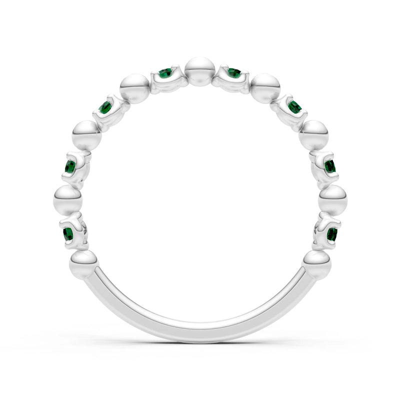 Emerald Beaded Diamond Stacking Ring