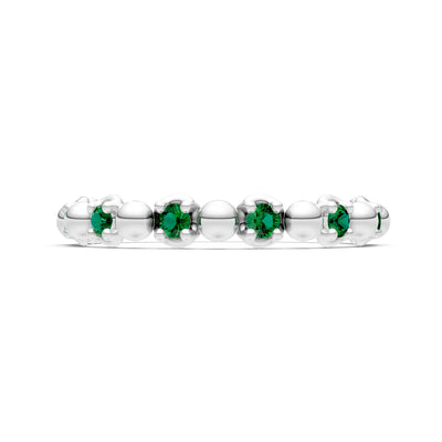 Emerald Beaded Diamond Stacking Ring