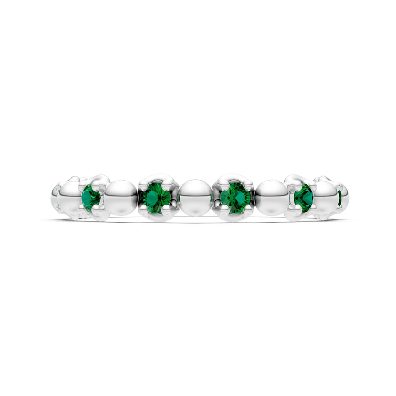 Emerald Beaded Diamond Stacking Ring