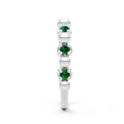 Emerald Beaded Diamond Stacking Ring