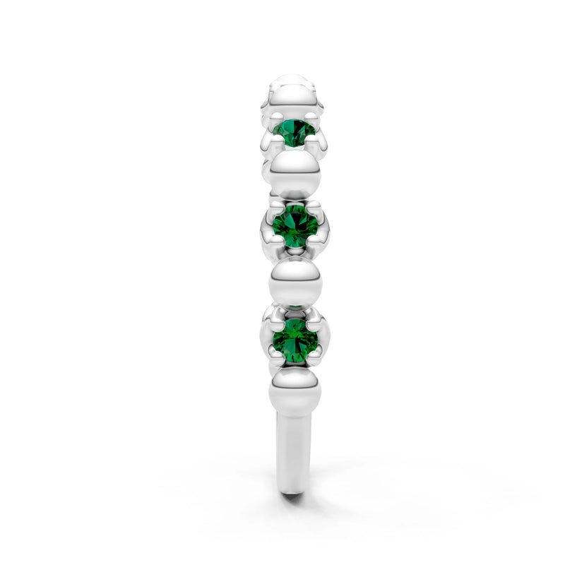 Emerald Beaded Diamond Stacking Ring