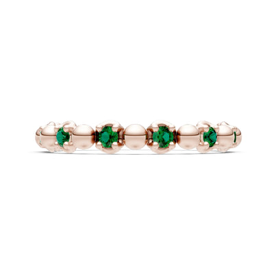 Emerald Beaded Diamond Stacking Ring