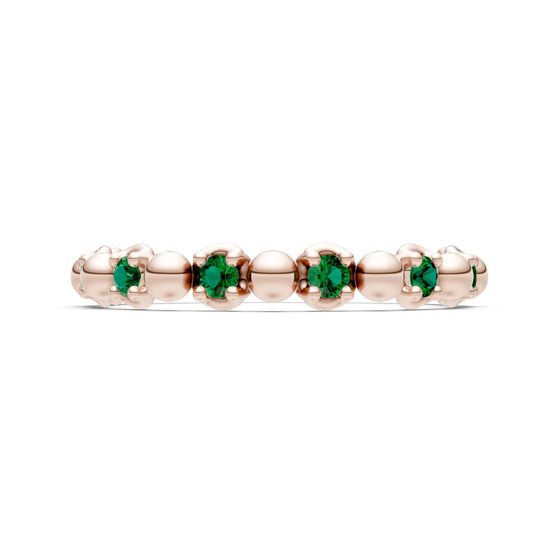 Emerald Beaded Diamond Stacking Ring