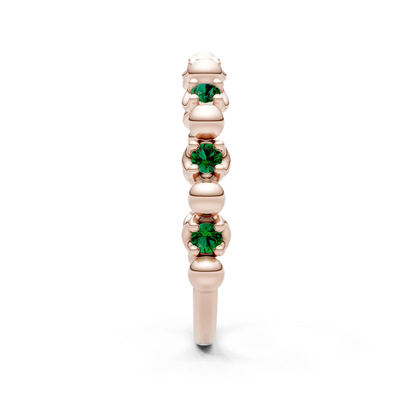 Emerald Beaded Diamond Stacking Ring