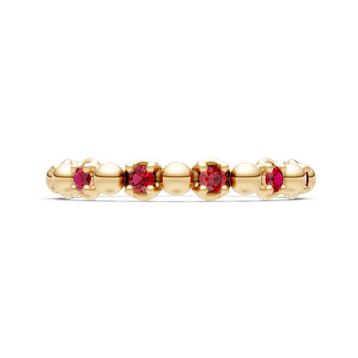 Ruby Beaded Diamond Stacking Ring
