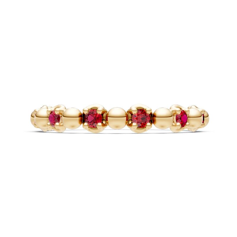 Ruby Beaded Diamond Stacking Ring