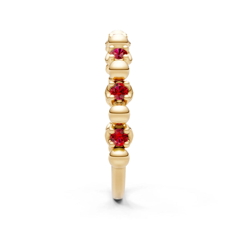 Ruby Beaded Diamond Stacking Ring