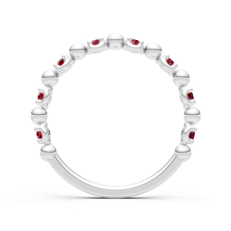 Ruby Beaded Diamond Stacking Ring