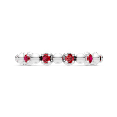 Ruby Beaded Diamond Stacking Ring