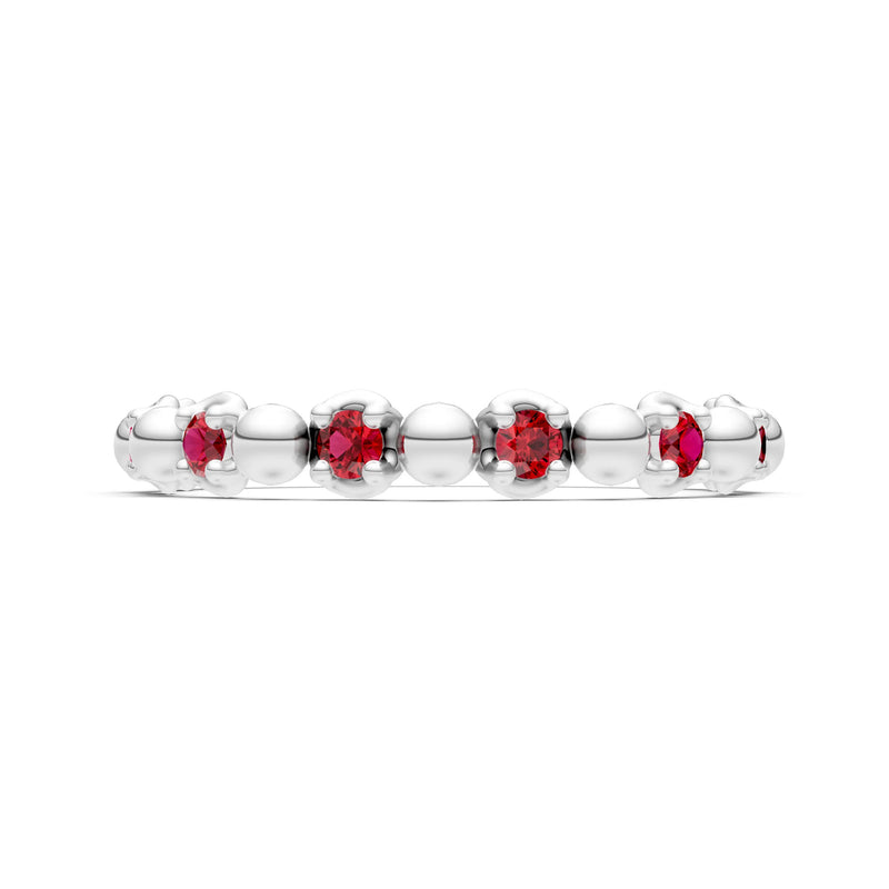 Ruby Beaded Diamond Stacking Ring