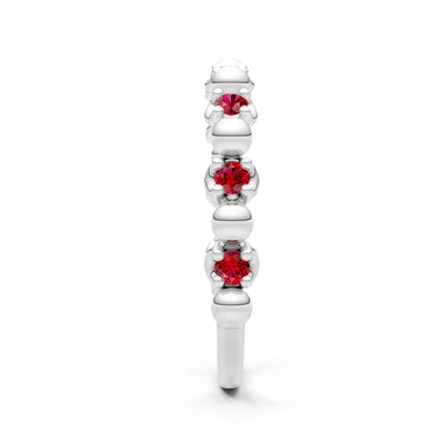 Ruby Beaded Diamond Stacking Ring