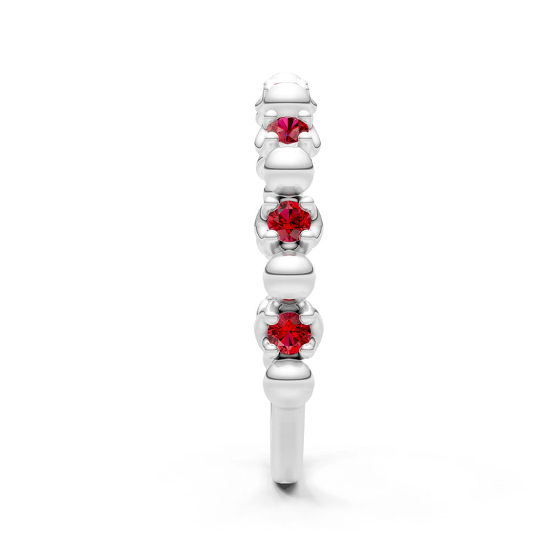 Ruby Beaded Diamond Stacking Ring