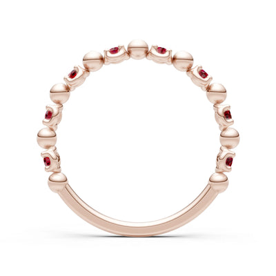 Ruby Beaded Diamond Stacking Ring
