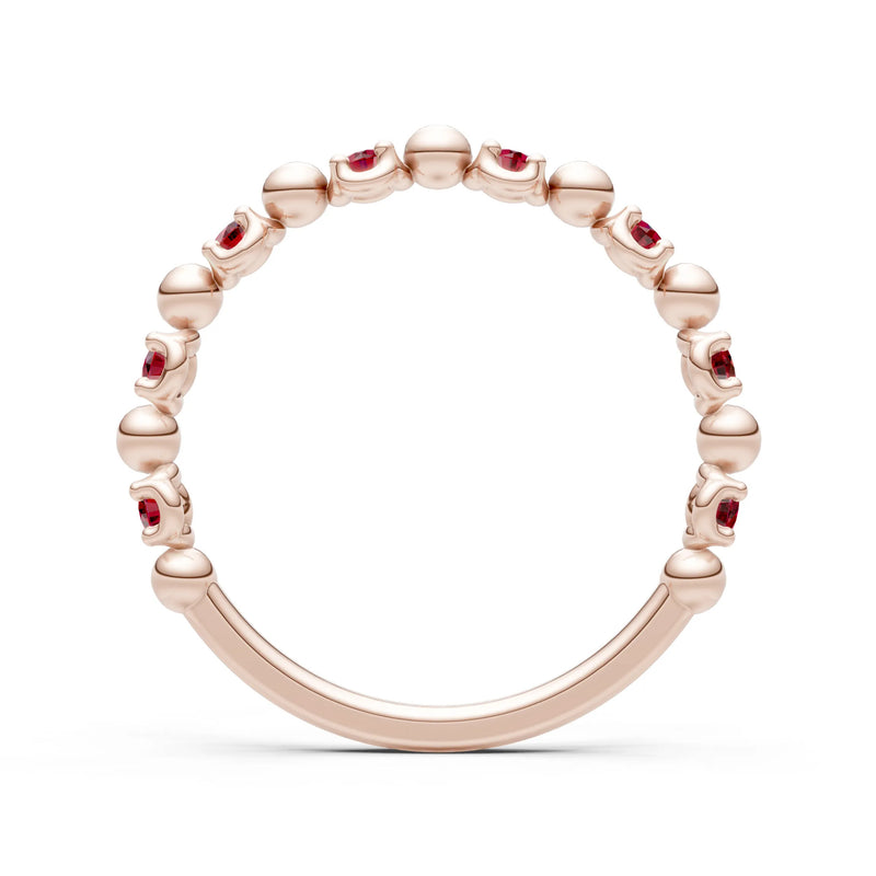 Ruby Beaded Diamond Stacking Ring
