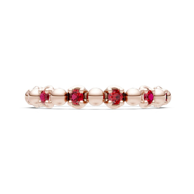 Ruby Beaded Diamond Stacking Ring