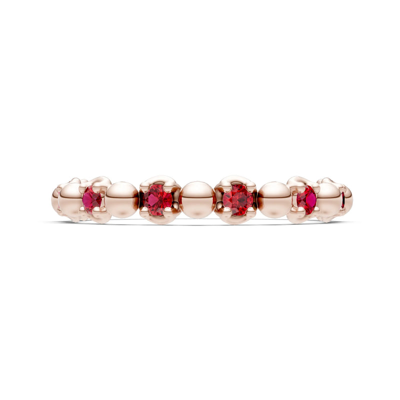 Ruby Beaded Diamond Stacking Ring