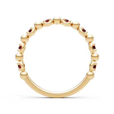 Garnet Beaded Diamond Stacking Ring