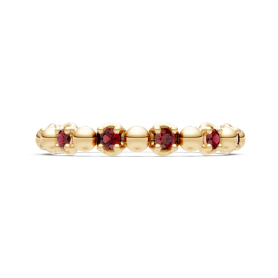 Garnet Beaded Diamond Stacking Ring