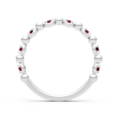 Garnet Beaded Diamond Stacking Ring