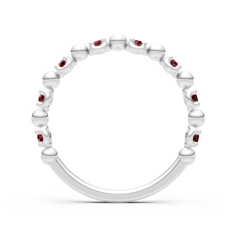 Garnet Beaded Diamond Stacking Ring