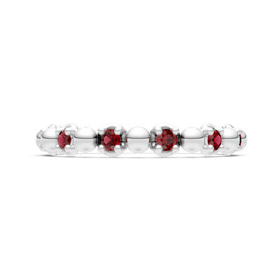Garnet Beaded Diamond Stacking Ring