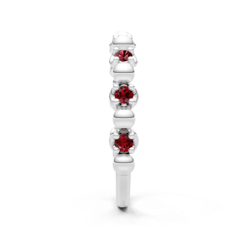 Garnet Beaded Diamond Stacking Ring