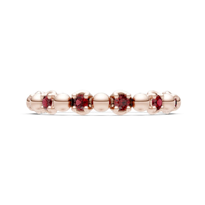 Garnet Beaded Diamond Stacking Ring