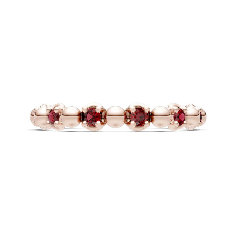 Garnet Beaded Diamond Stacking Ring