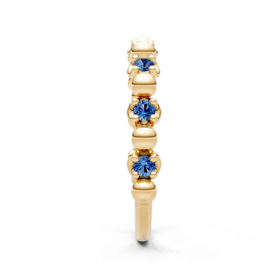 London Blue Topaz Beaded Diamond Stacking Ring