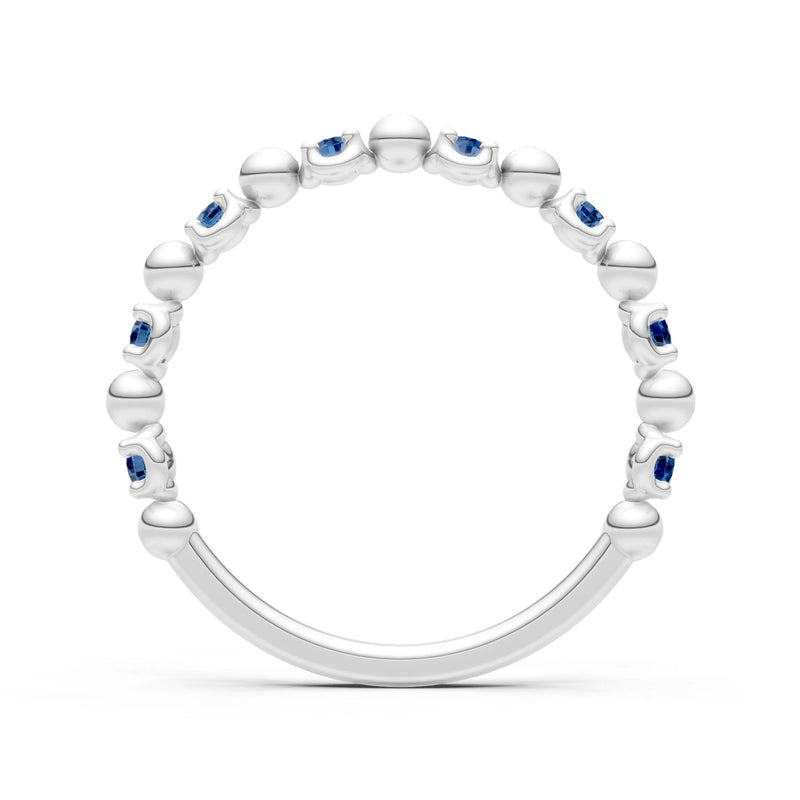 London Blue Topaz Beaded Diamond Stacking Ring