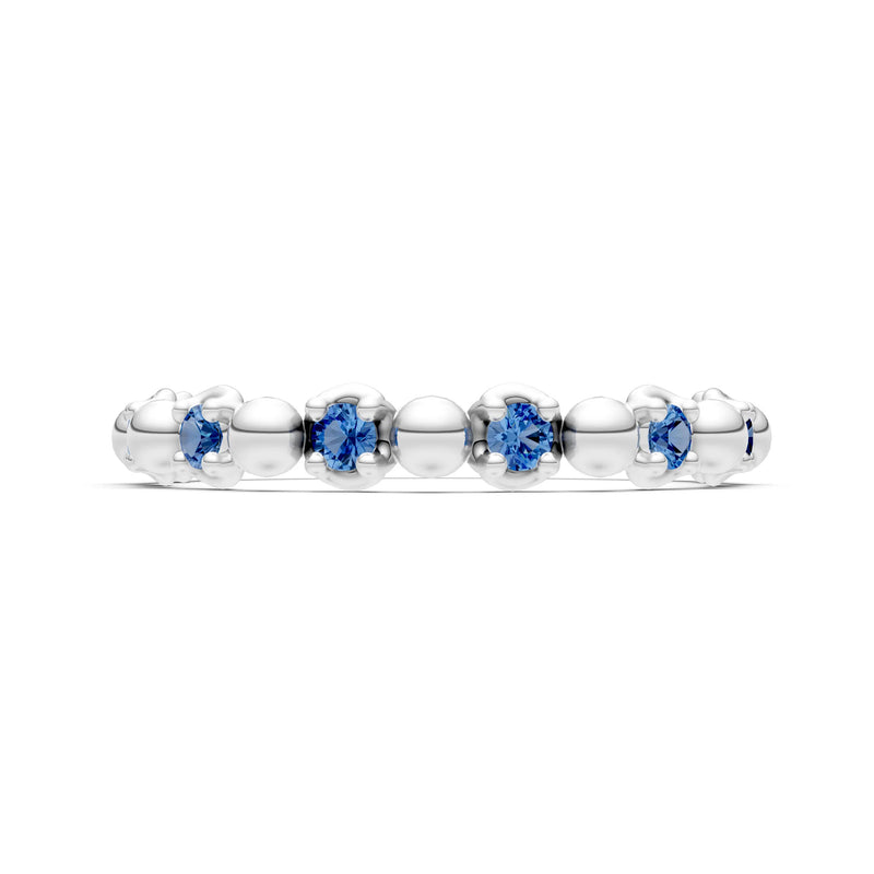 London Blue Topaz Beaded Diamond Stacking Ring