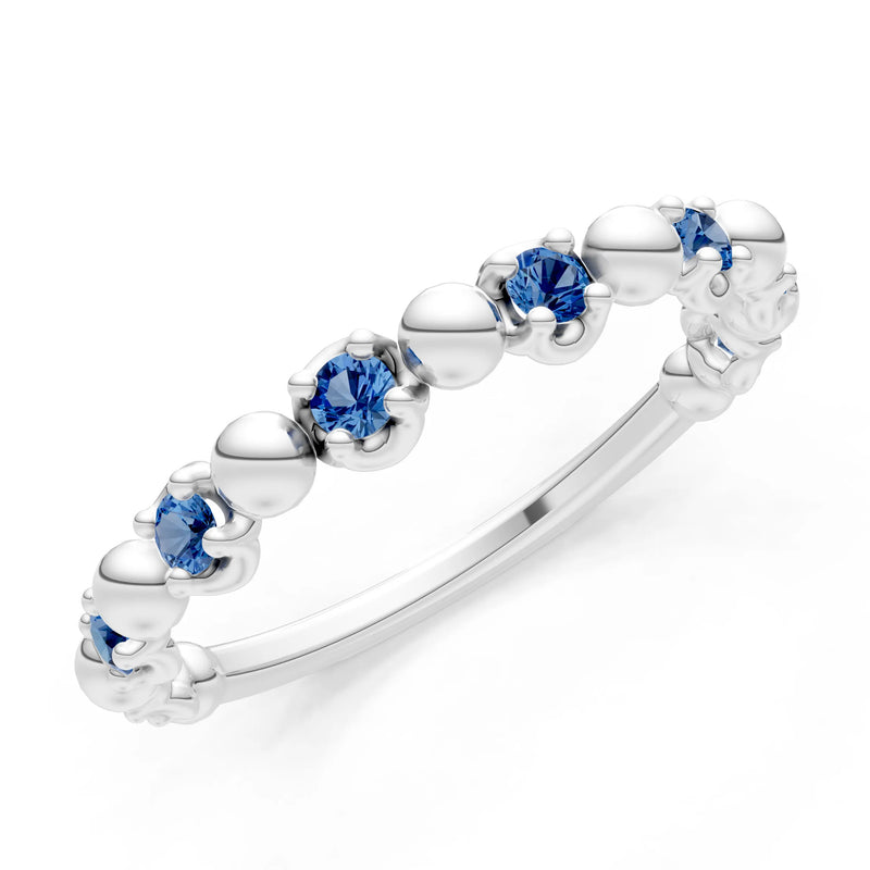 London Blue Topaz Beaded Diamond Stacking Ring