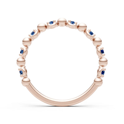 London Blue Topaz Beaded Diamond Stacking Ring