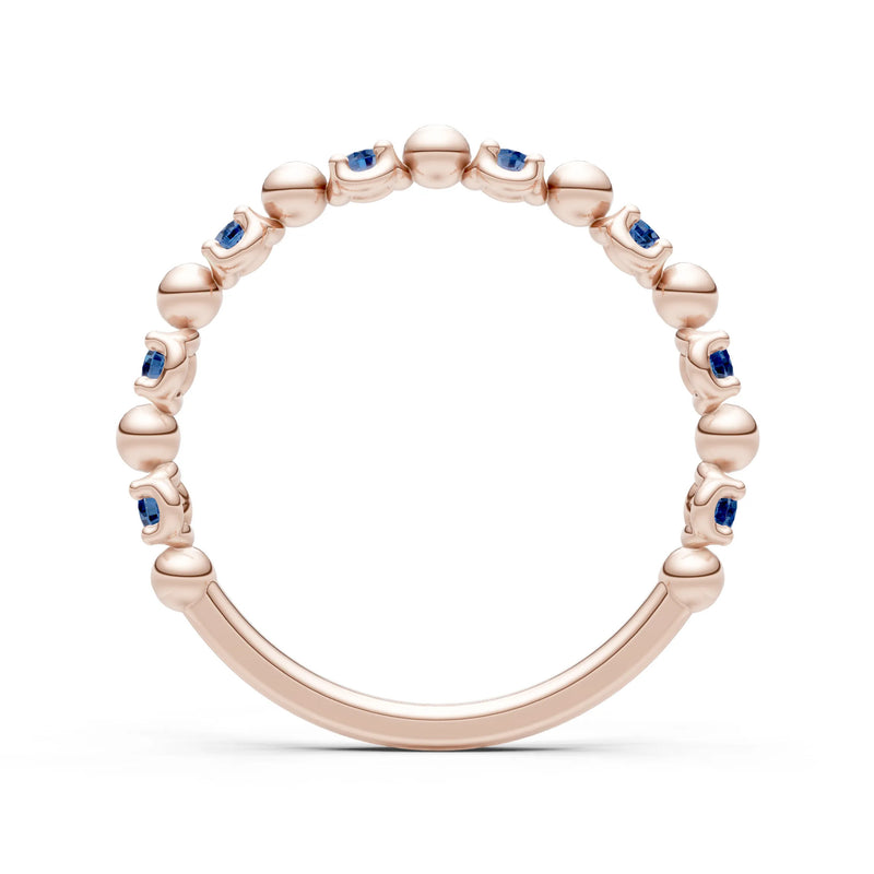 London Blue Topaz Beaded Diamond Stacking Ring