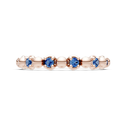London Blue Topaz Beaded Diamond Stacking Ring