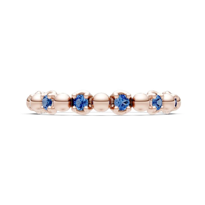 London Blue Topaz Beaded Diamond Stacking Ring