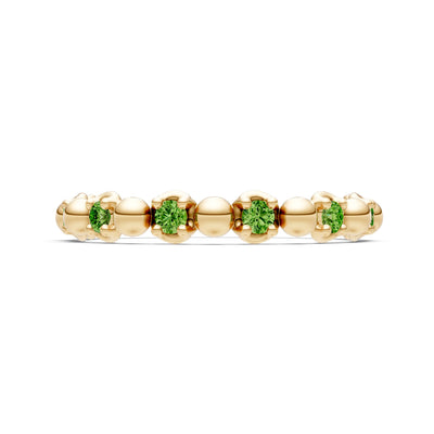 Peridot Beaded Diamond Stacking Ring