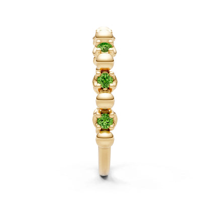 Peridot Beaded Diamond Stacking Ring