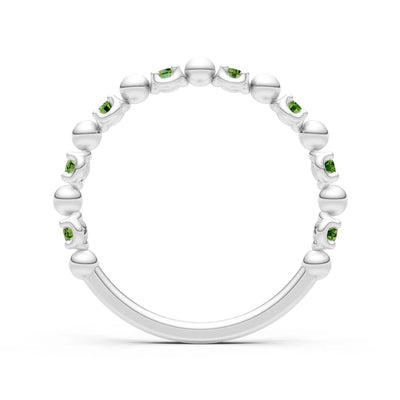Peridot Beaded Diamond Stacking Ring