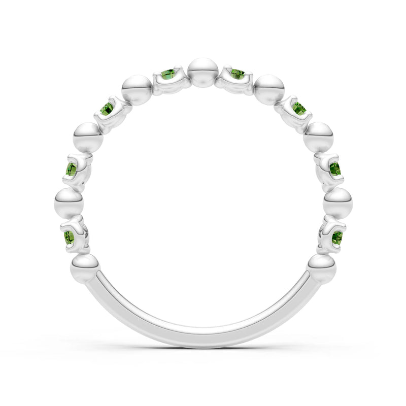 Peridot Beaded Diamond Stacking Ring