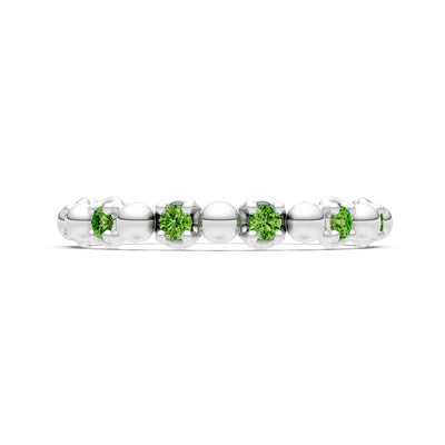 Peridot Beaded Diamond Stacking Ring