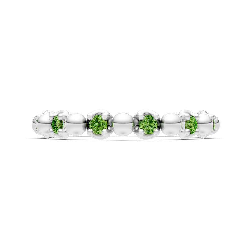 Peridot Beaded Diamond Stacking Ring