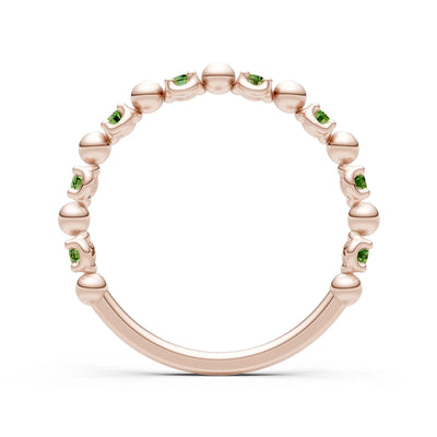 Peridot Beaded Diamond Stacking Ring