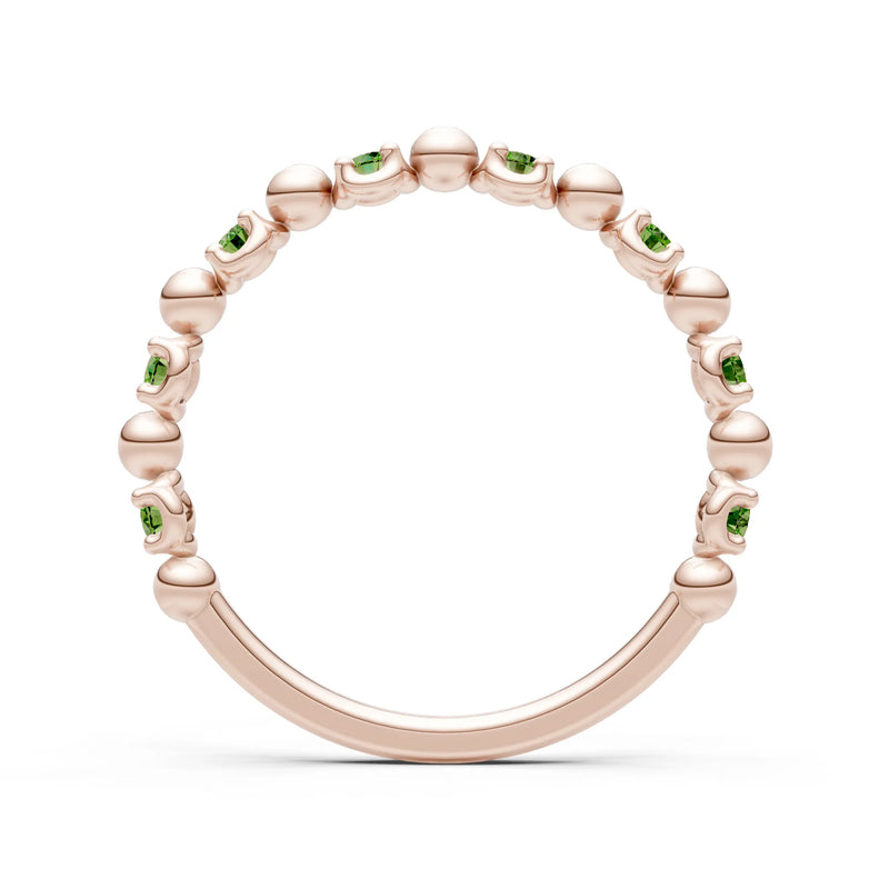 Peridot Beaded Diamond Stacking Ring