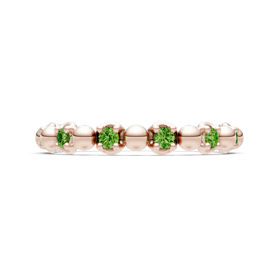 Peridot Beaded Diamond Stacking Ring