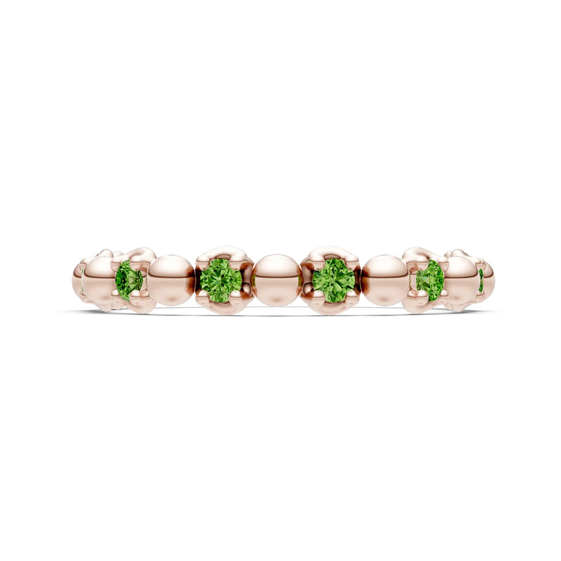 Peridot Beaded Diamond Stacking Ring